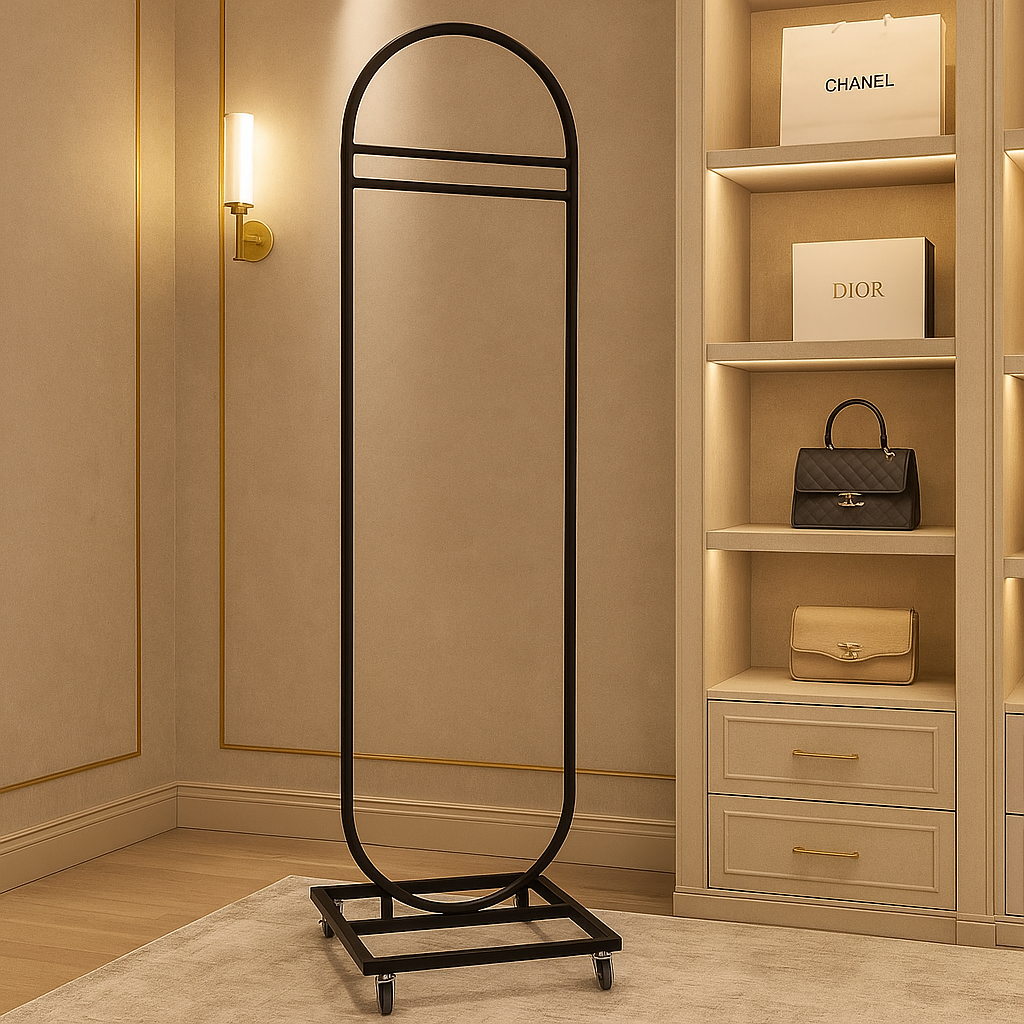 Clothes Hanger with 3 Shelves (With Wheels)