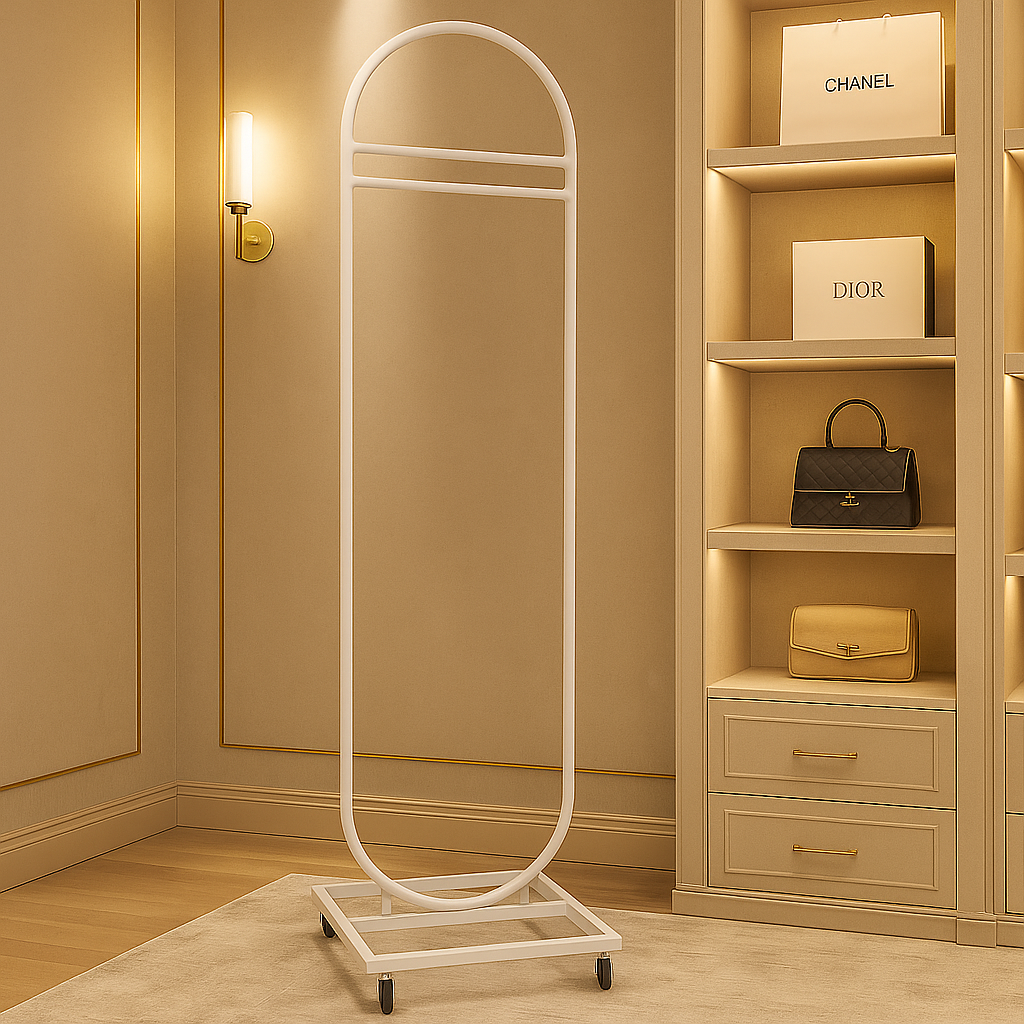 Clothes Hanger with 3 Shelves (With Wheels)