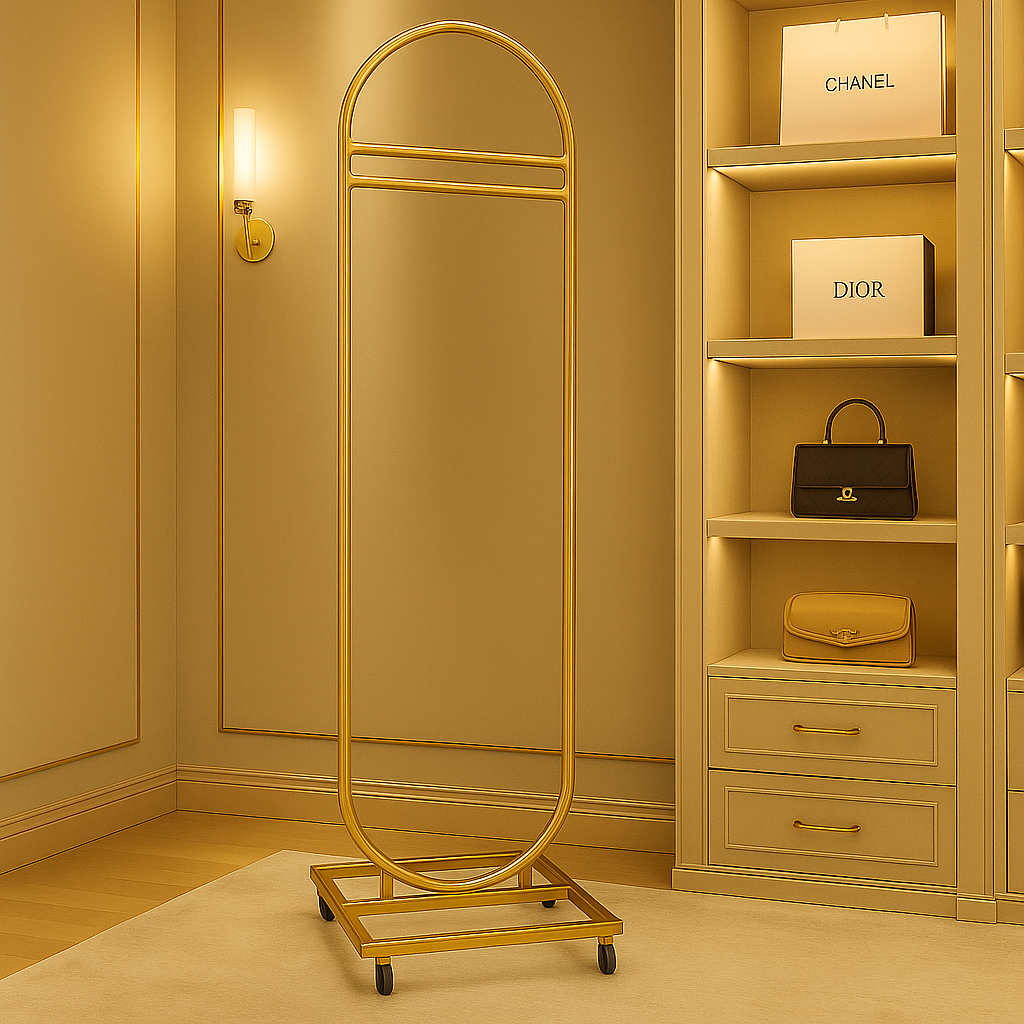 Clothes Hanger with 3 Shelves (With Wheels)
