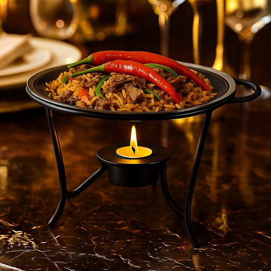 Tawa with base for candle used for serving