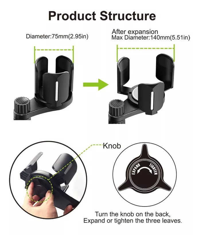 Cup Base With Adjustable Cup Holder and Mobile Phone Holder for Car - Saffaar.com