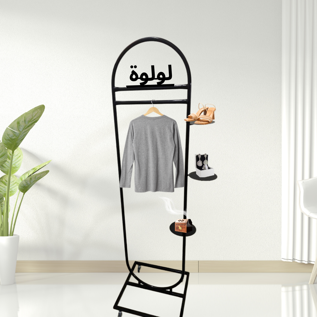 Clothes Hanger with 3 Shelves (With Wheels)