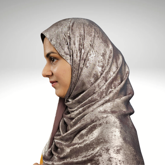 Rose Foil Satin Hijab - Saffaar.com