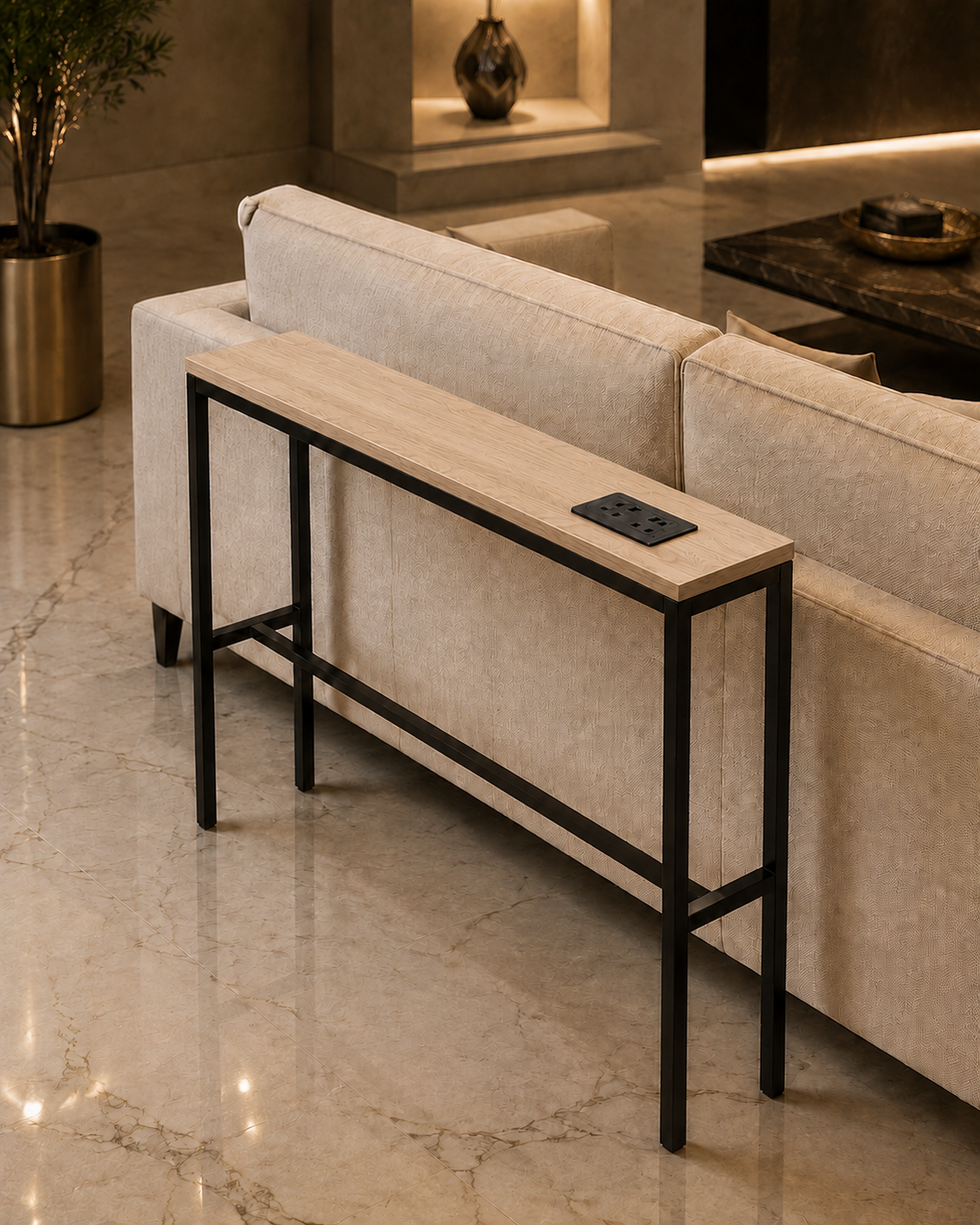 Sofa Back Table with Built-In Charging Ports TOP Only