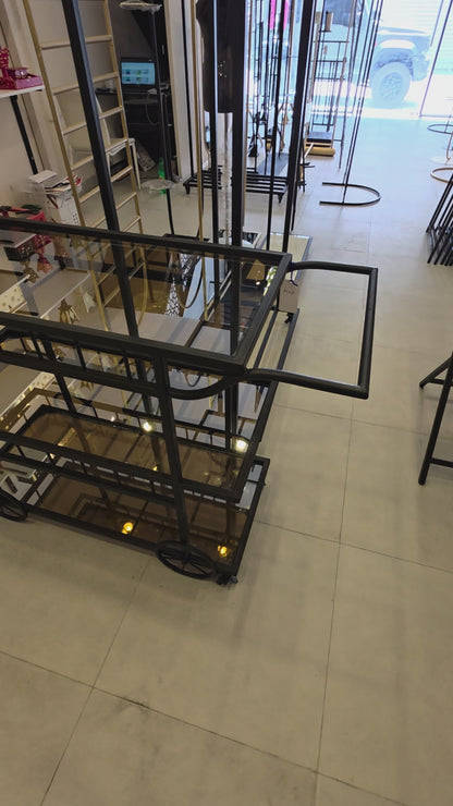 Metal Trolley with Glass Top