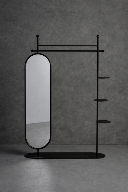 Clothes Hanger With Mirror Long Stand 100x180cm (1225)
