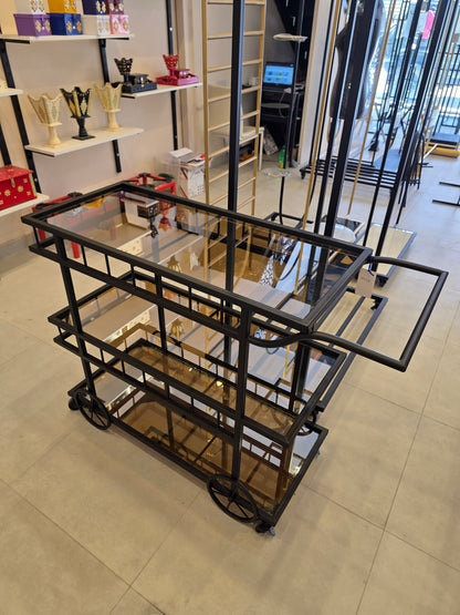 Metal Trolley with Glass Top