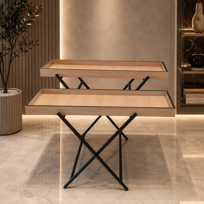 Double Wooden Tray Multipurpose with Stand (120*40 CM)