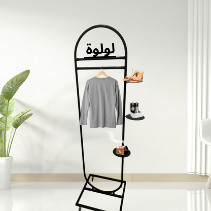 Clothes Hanger with 3 Shelves (With Wheels)